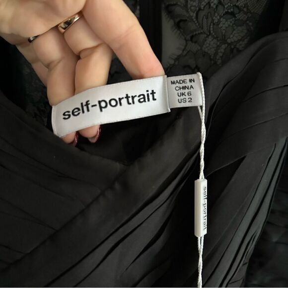 Self Portrait Black Taffeta Mini Dress - Picture 8 of 10